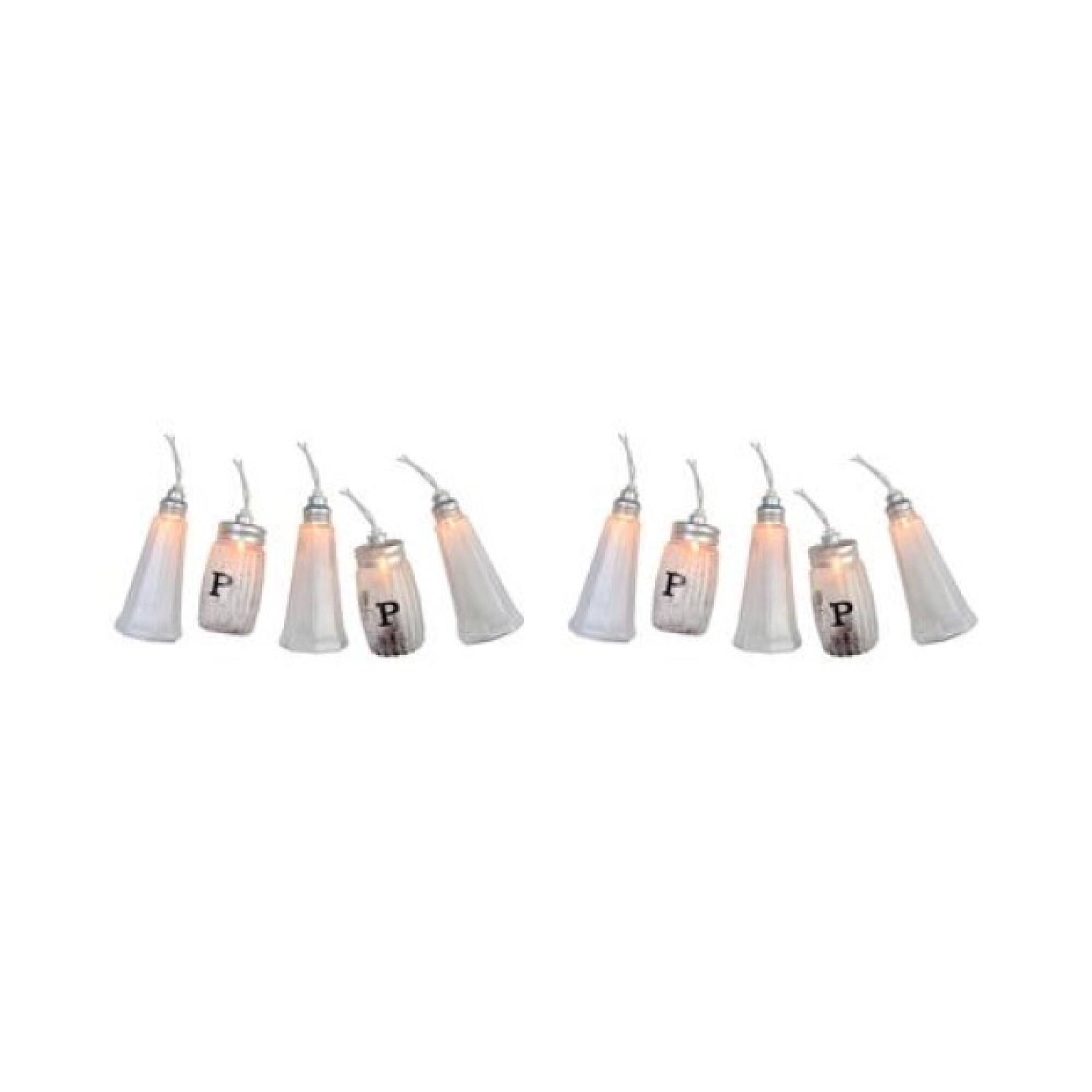 Front. Sienna - Salt and Pepper Shaker Christmas Light Set - 7.5' White Wire - Clear Lights - 10ct - Clear.