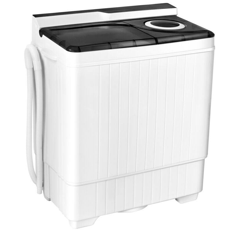 Sugift - 26 lbs Portable Semi-automatic Washing Machine with Built-in Drain Pump - Gray