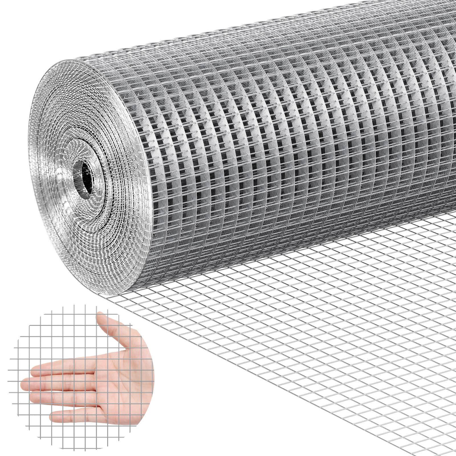 VEVOR - Hardware Cloth, 1/2 inch 48in x 50 ft 19 Gauge, Hot Dipped Galvanized Wire Mesh Roll, Chicken Wire Fencing - Silver