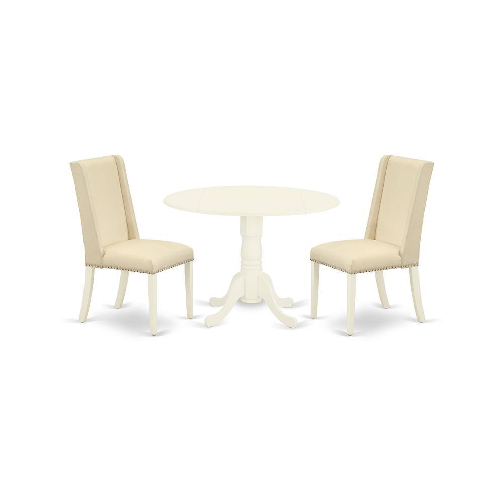 Back. East West Furniture - Dining Room Set Linen White - Brown.