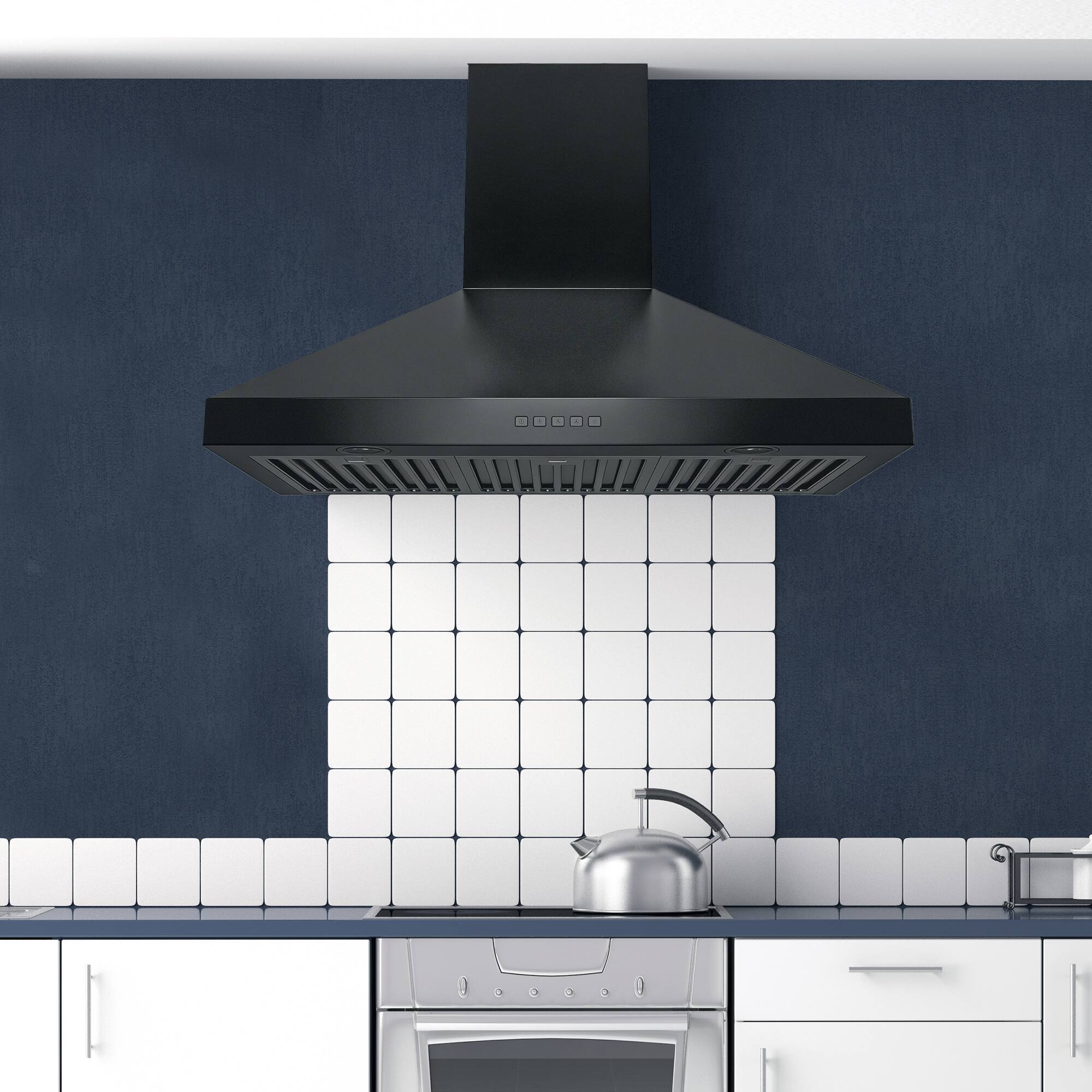Alt View 2. Hauslane - Hauslane WM-530 PRO 36-in Convertible Matte Black Wall-Mounted Range Hood - Matte Black.