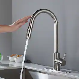 Ropilly - Touch Kitchen Faucet with Pull Down Sprayer, Single Handle High Arc Faucet - Brushed Nickel
