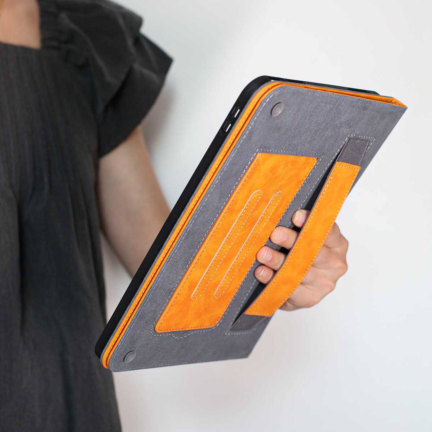 Alt View 2. Dteck - Retro PU Leather Folio Case for Samsung Galaxy Tab S10 FE & S9 FE 10.9" 2025&2023 (SM-X520/X510),Shockproof Flip Cover - Orange.
