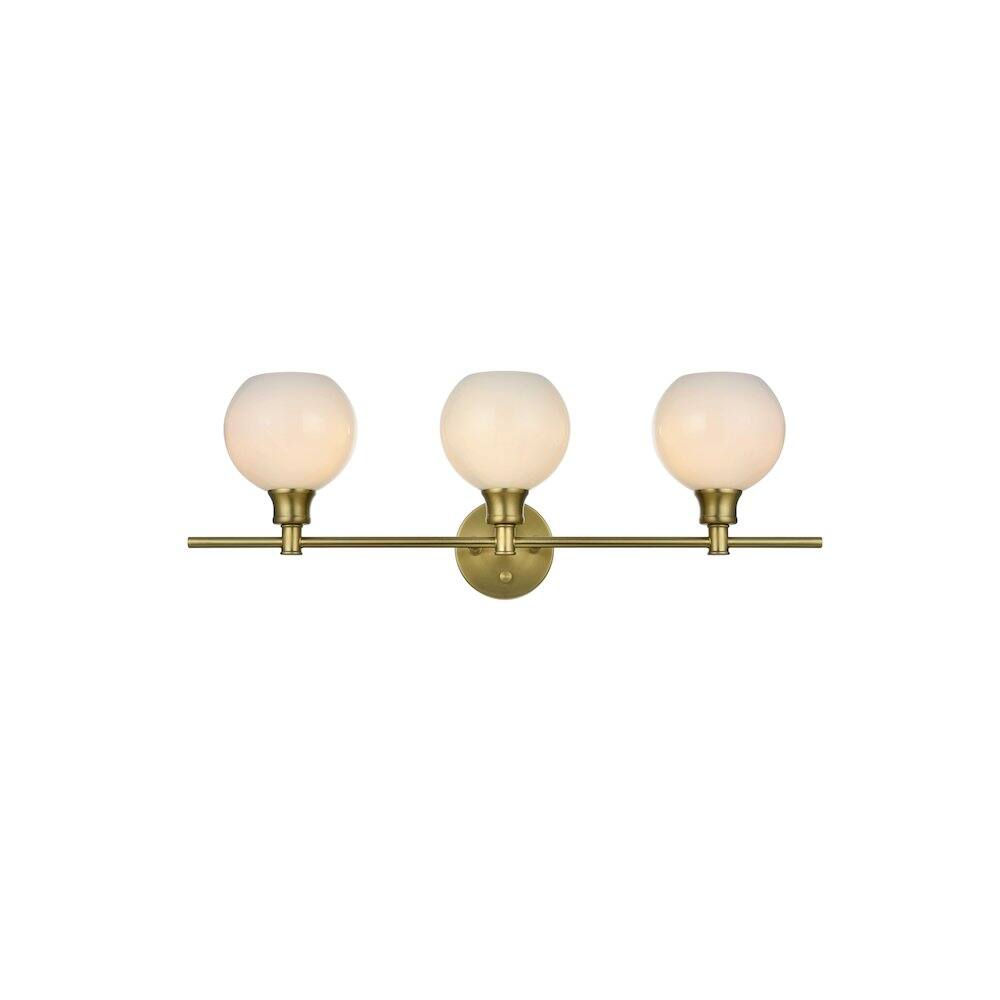 Back. Living District - Collier 3 Light Satin Gold and Frosted White Glass Wall Sconce - Satin Gold.