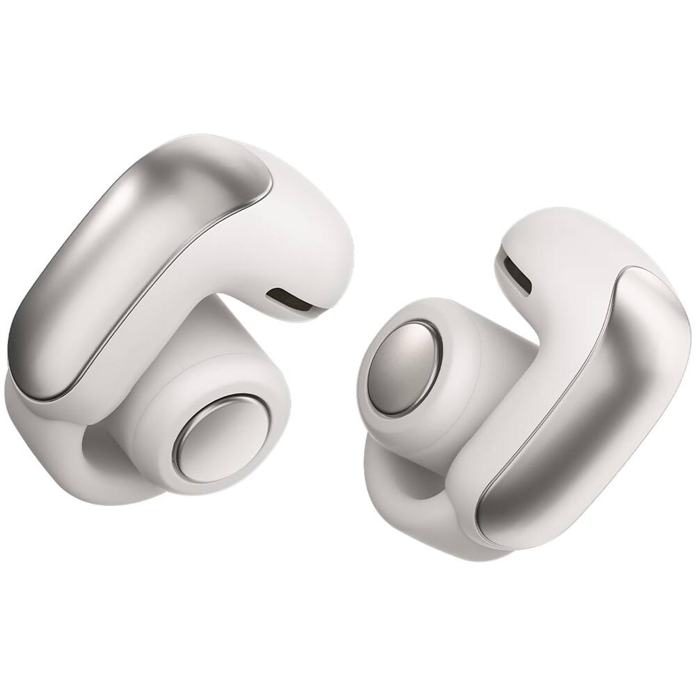 Left. Bose - Ultra Open Earbuds Bluetooth Open-Ear Clip-On Headphones + 26-Month Extended Warranty Protection - White Smoke.