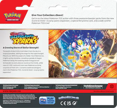 Pokmon Trading Card Game: Scarlet & Violet Surging Sparks 3Pk Booster Styles May Vary 191-87938 - Best Buy Pokmon Trading Card Game: Scarlet & Violet Surging Sparks 3Pk Booster Styles May Vary 191-87938 - Best Buy