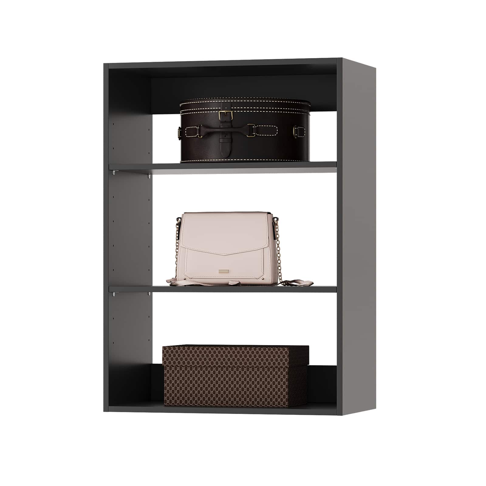 Roomtec - 25.5 in Black Shelf Short Tower Closet Unit-Customizable Wall Mounted Modular Closet System for Bedroom Closet - Black