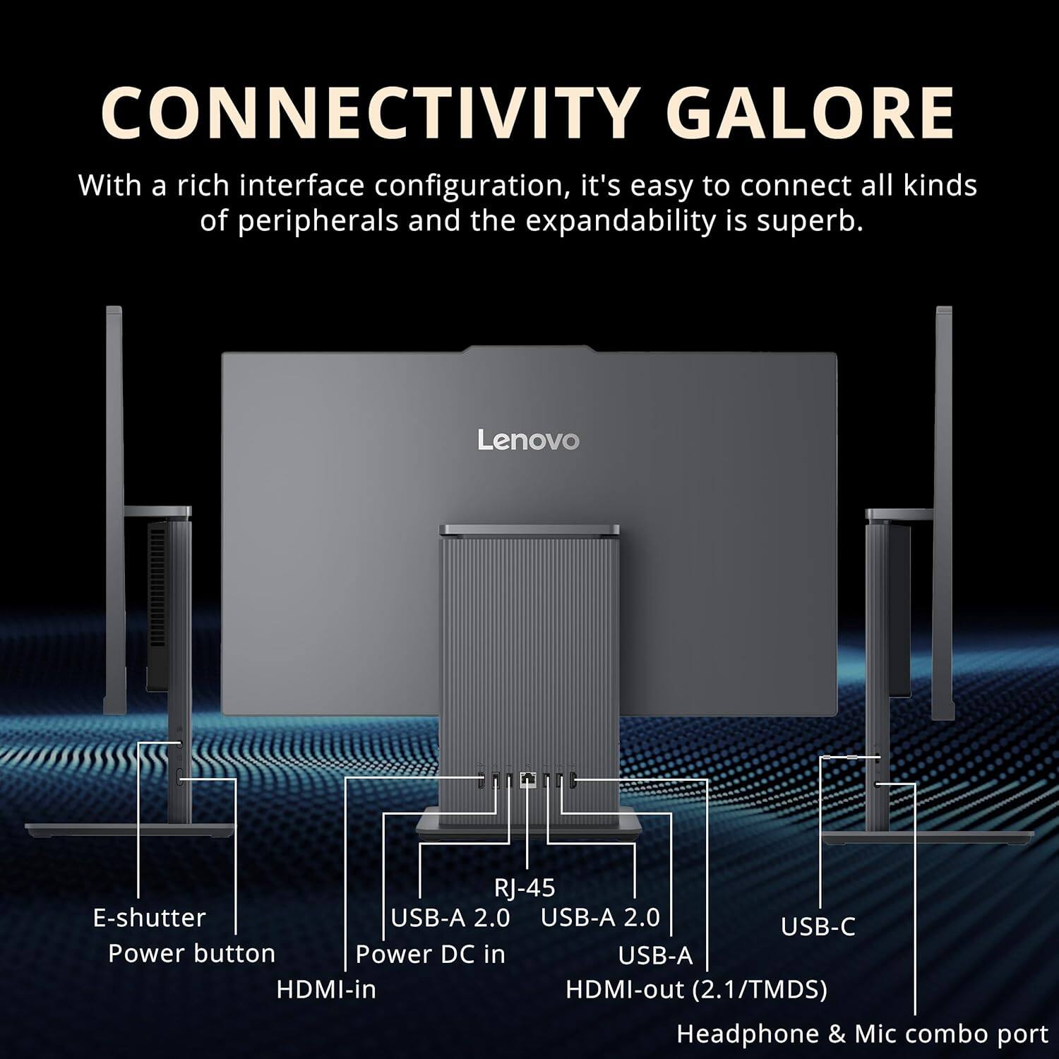 **CONNECTIVITY GALORE**

With a rich interface configuration, it's easy to connect all kinds of peripherals and the expandability is superb.

- E-shutter
- Power button
- HDMI-in
- RJ-45
- USB-A 2.0
- Power DC in
- USB-A 2.0
- HDMI-out (2.1/TMDS)
- USB-C
- Headphone & Mic combo port