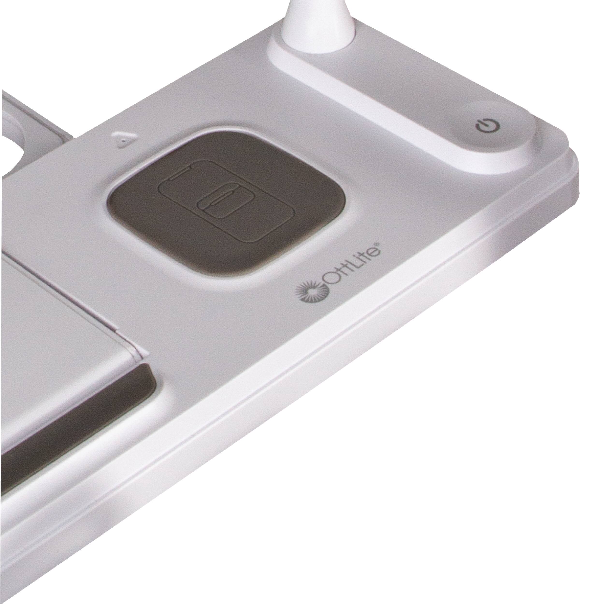 Back. OttLite - LED Desk Light with Multi-Device Charging Station - White.
