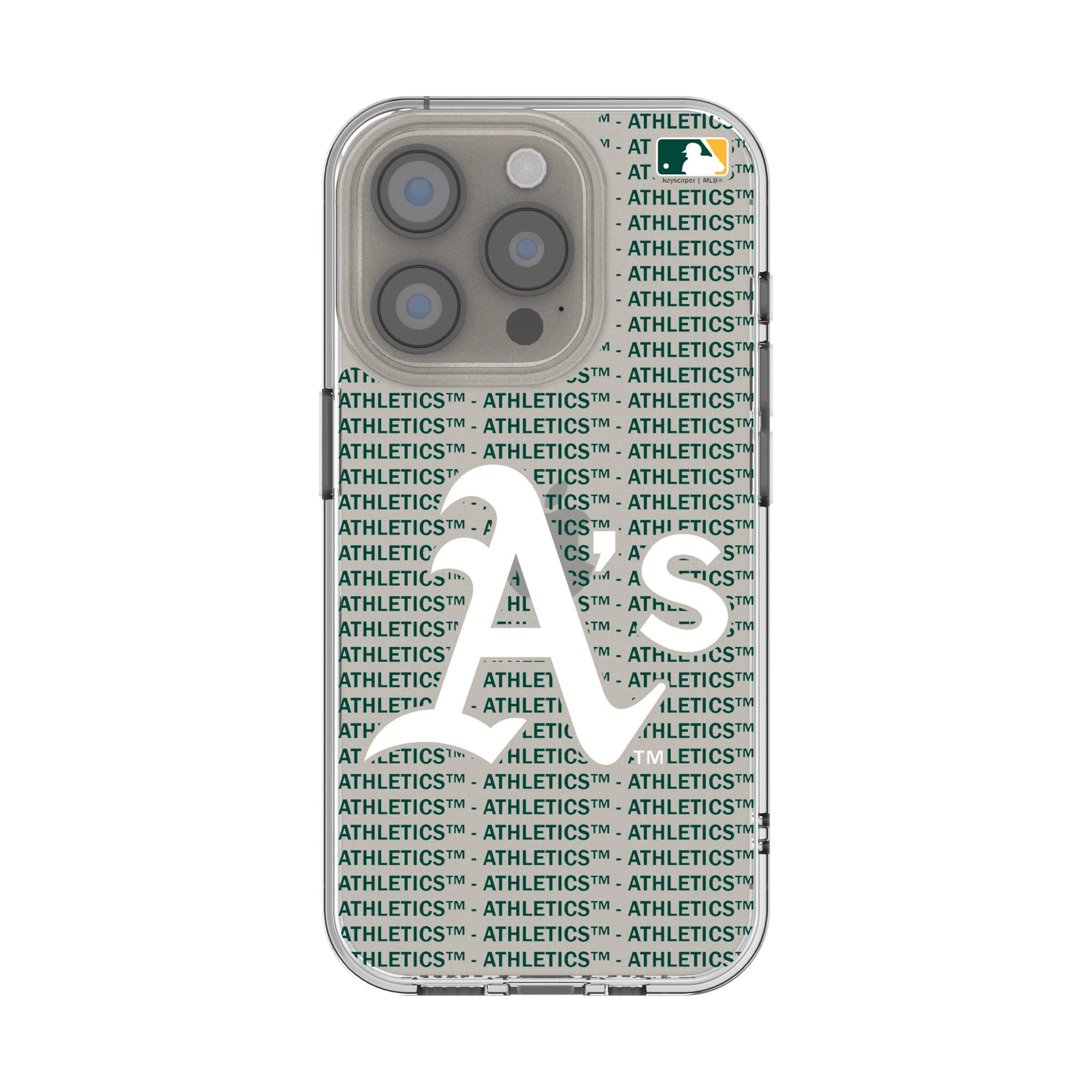 Keyscaper - MLB - Athletics Text Backdrop Clear iPhone Case - 16e - Multicolor