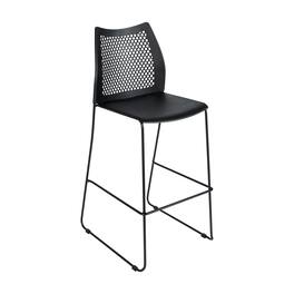 Flash Furniture - HERCULES Stack Bar Stool with Air-Vent Back and Powder Coated Sled Base - Black