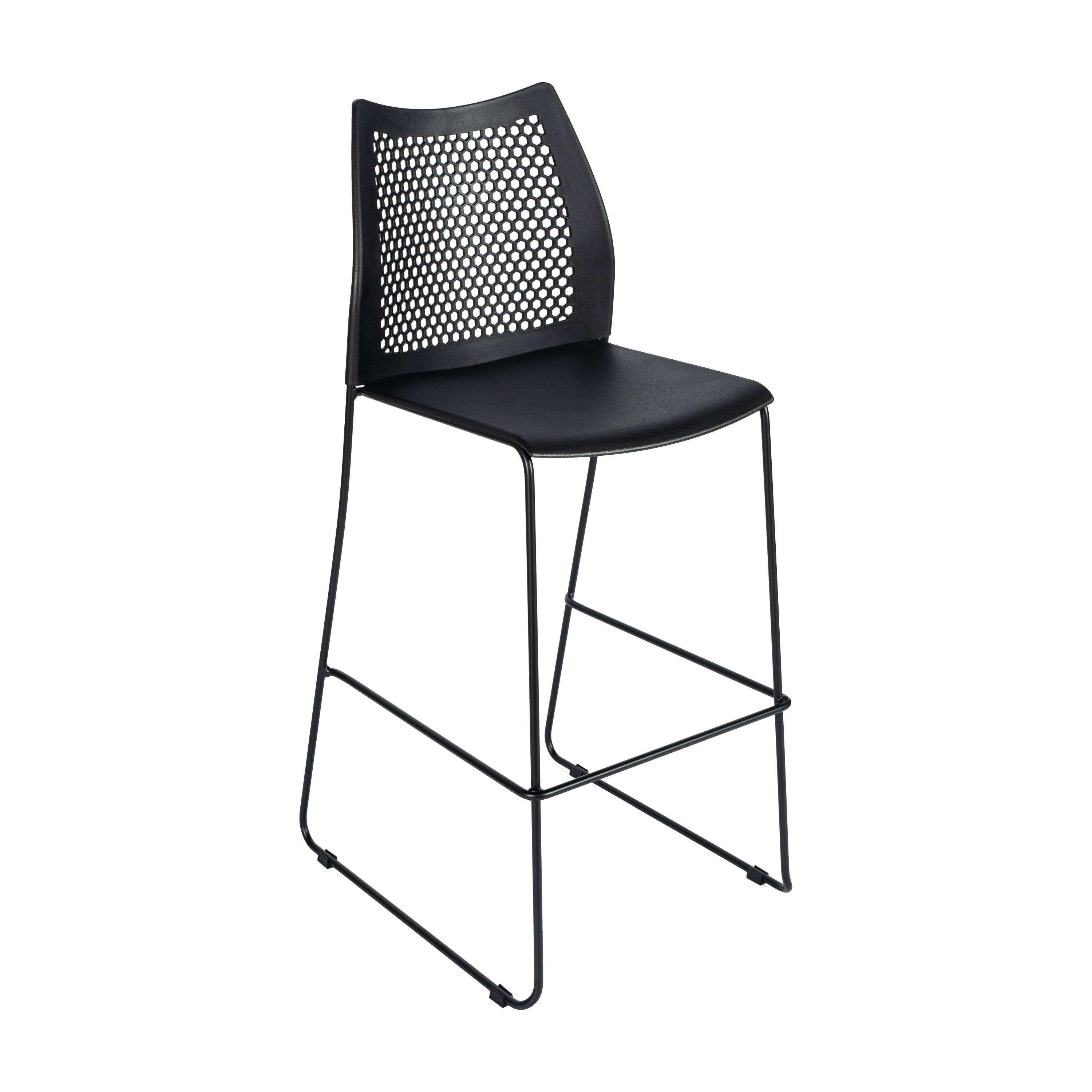 Front. Flash Furniture - HERCULES Stack Bar Stool with Air-Vent Back and Powder Coated Sled Base - Black.