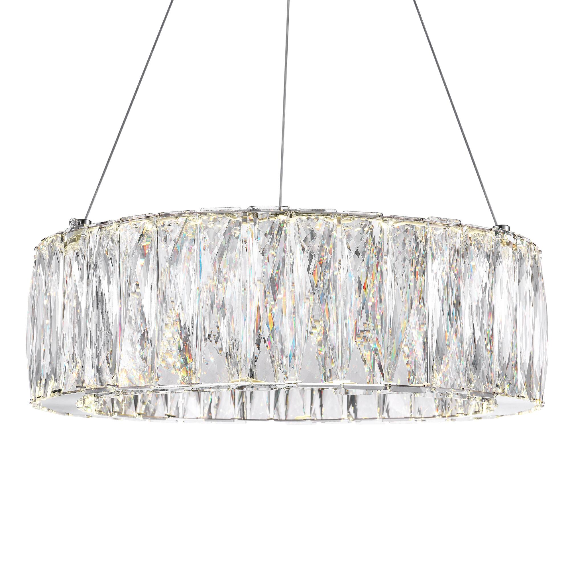Angle. CWI Lighting - Juno LED Chandelier With Chrome Finish - Chrome.
