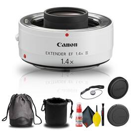 Canon - Extender EF 1.4X III (4409B002) + Lens Pouch + Cap Keeper Base Bundle - Black
