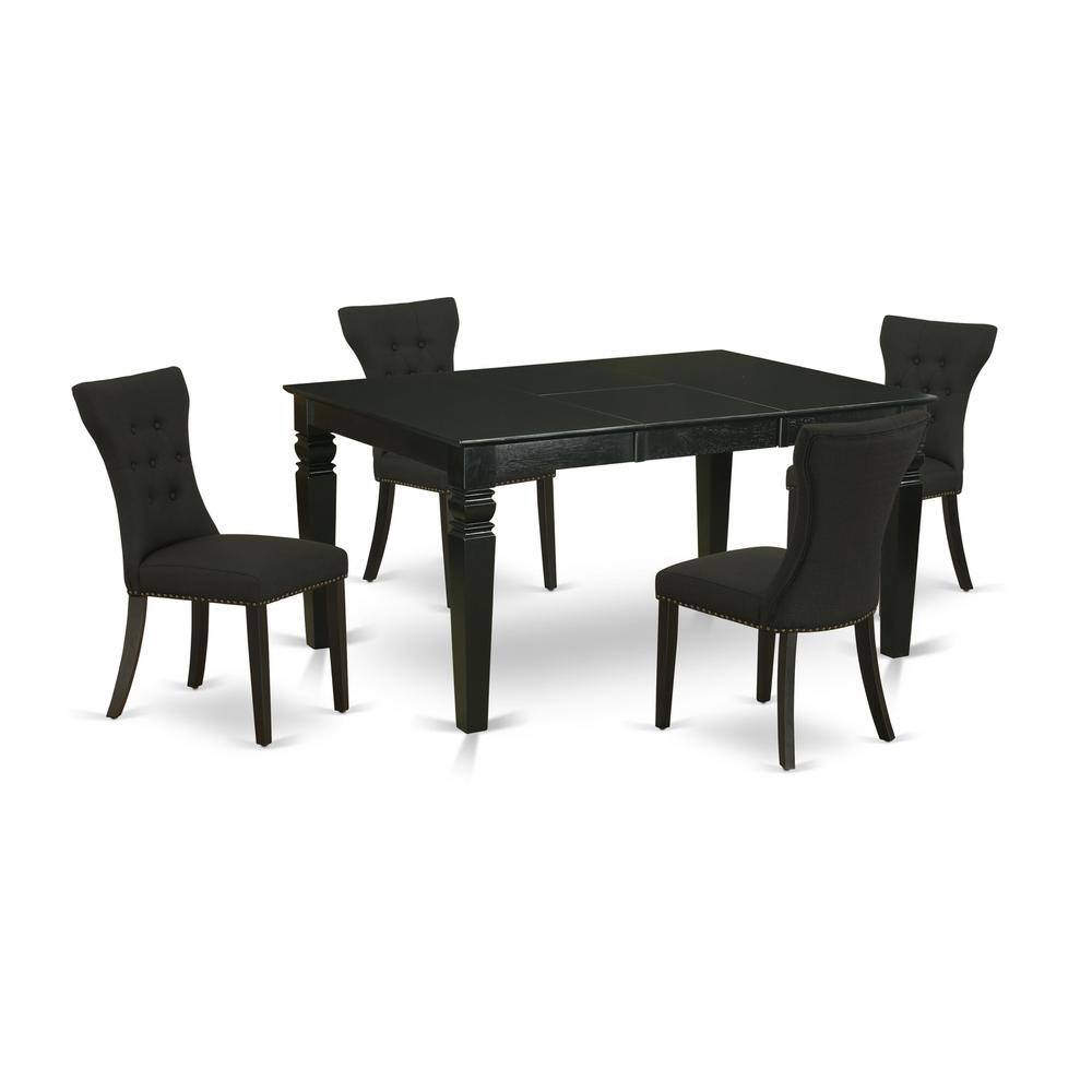 Angle. East West Furniture - Dining Room Set Black - Brown.