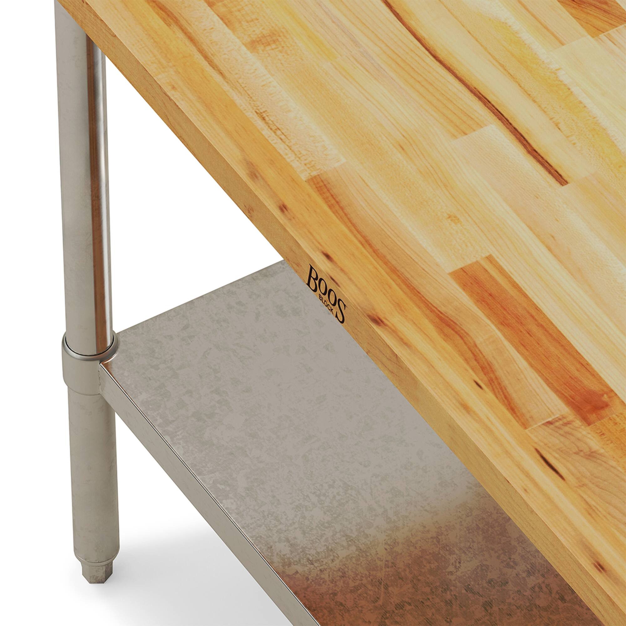 Alt View 7. John Boos - John Boos Maple Wood Top Work Table with Adjustable Lower Shelf, 36 x 24 x 1.5" - maple wood grain, metal.