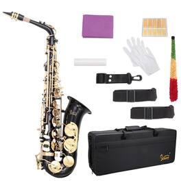 Winado - Alto Saxophone Drop E Brass Sax Full Kit for Student Beginners with Carving, Mouthpiece, Carrying Case, Gloves, Cleaning