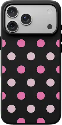 Ornarto - Designed for iPhone 17 Pro Max Case, Liquid Silicone Soft Gel Shockproof Protective Case-Black Pink Polka - Black Pink Polka Dot