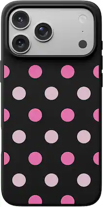 Front. Ornarto - ORNARTO Designed for iPhone 17 Pro Max Case, Liquid Silicone Soft Gel Shockproof Protective Case-Black Pink Polka - Black Pink Polka Dot.