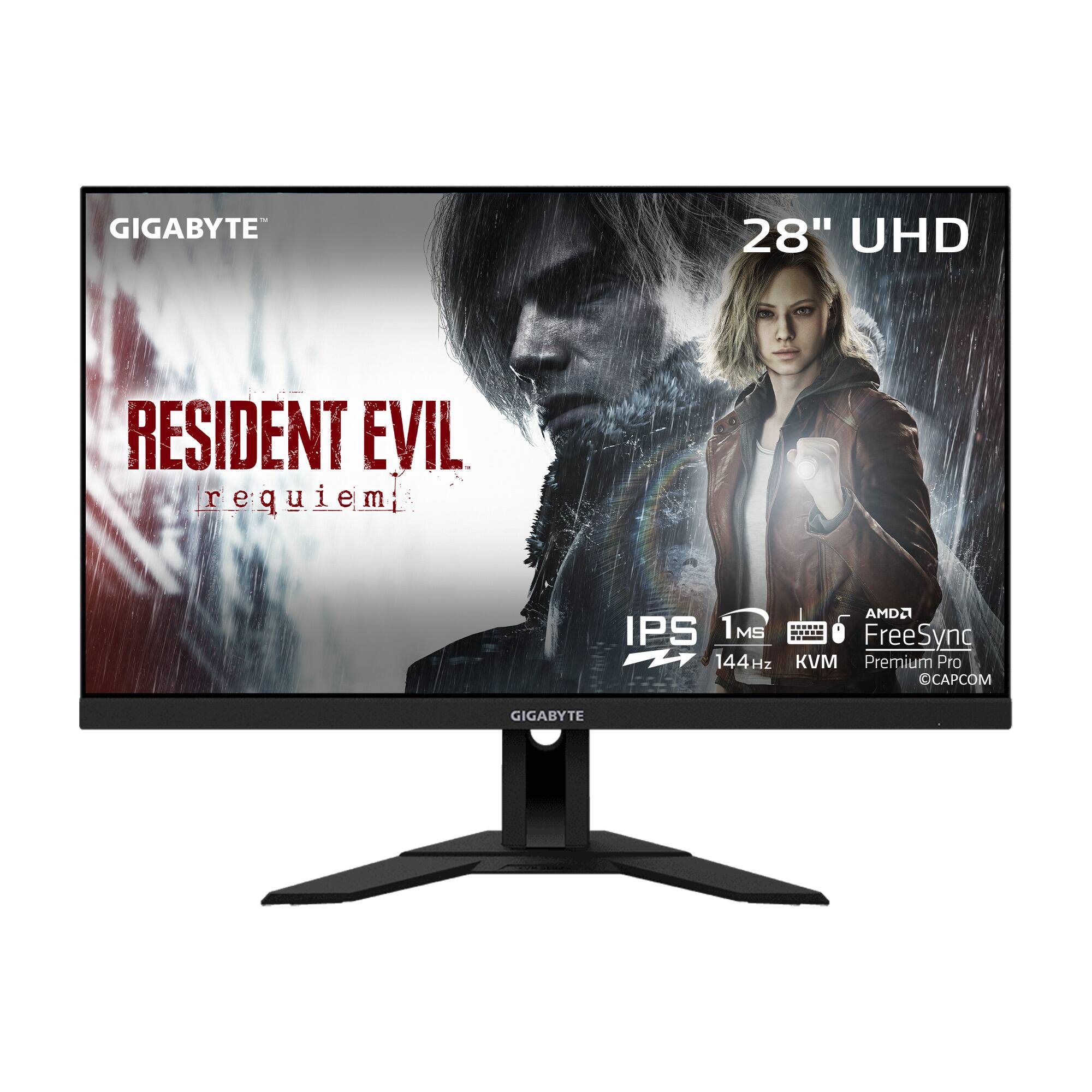 GIGABYTE 28" UHD RESIDENT EVIL requiem AMD2 IPS 1 MS FreeSync 144Hz KVM Premium Pro COM GIGABYTE