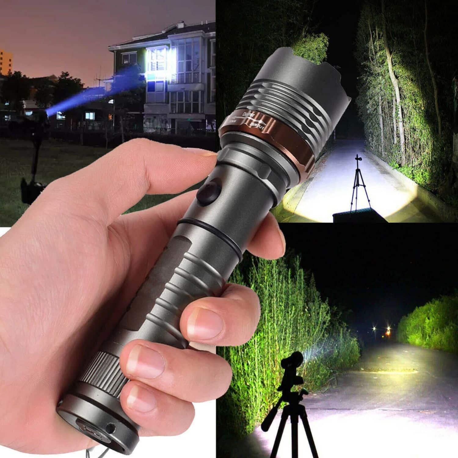 Alt View 2. Cluzine - Rechargeable LED Tactical Flashlight – Super Bright Police Torch with Adjustable Zoom Focus.