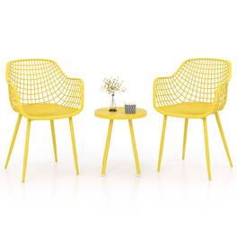 Boyel Living - 3 Piece Patio Chair Set with PP Seat and Tabletop for Porch - Yellow