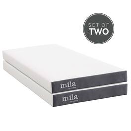 Mila 6" Foam Twin Mattress Set of 2 by Modway - White