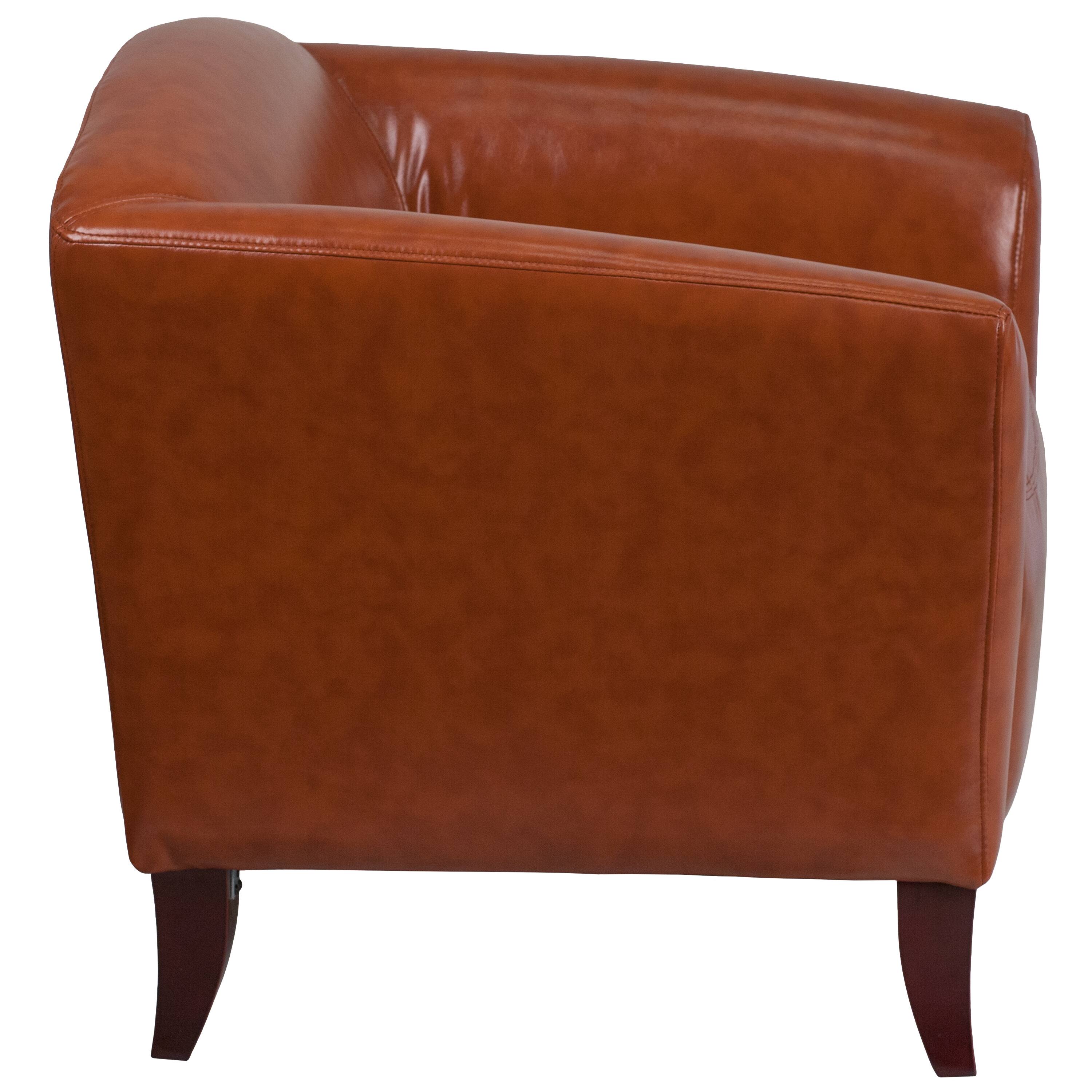 Alt View 6. Emma + Oliver - LeatherSoft Living Room/Reception Chair with Cherry Wood Feet - Cognac.