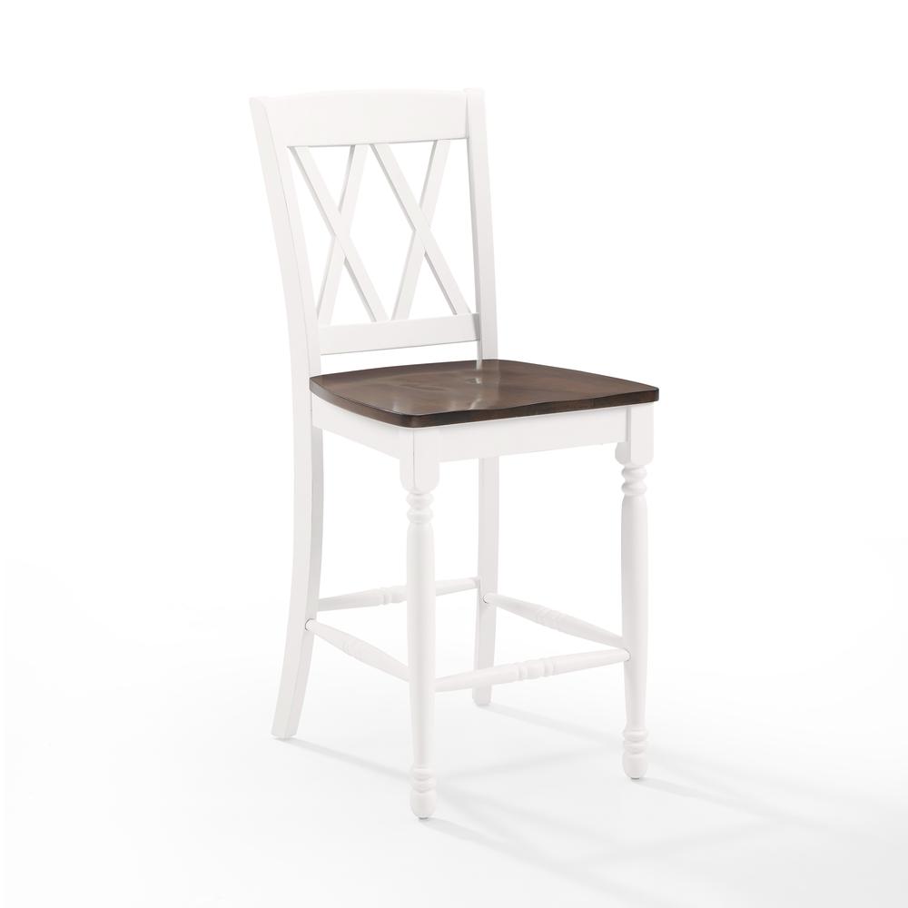 Left. Crosley Furniture - Shelby 2-Piece Counter Height Bar Stool Set - 2 Stools - Distressed White.