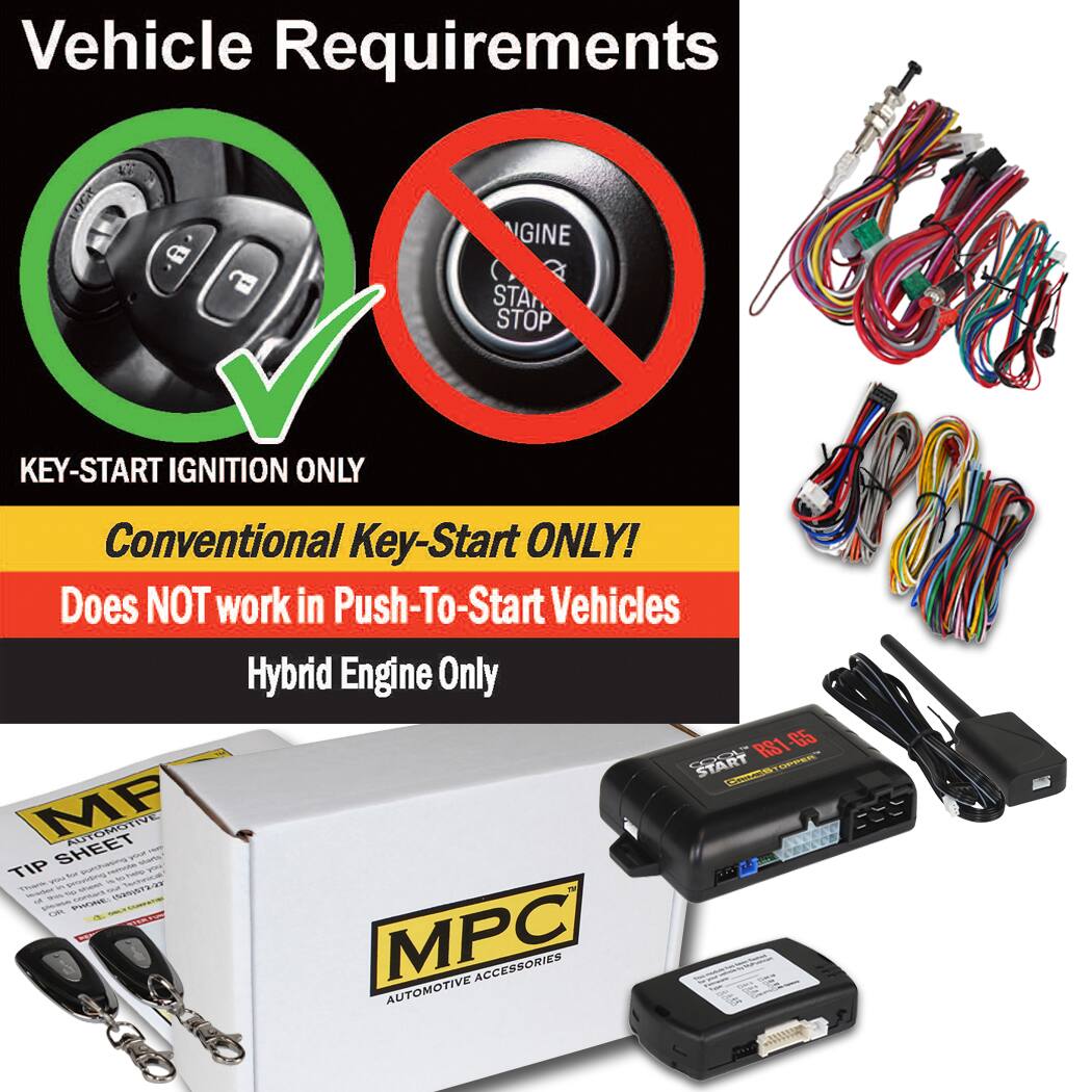 Vehicle Requirements

- KEY-START IGNITION ONLY
- Conventional Key-Start ONLY!
- Does NOT work in Push-To-Start Vehicles
- Hybrid Engine Only

MPC Automotive Accessories
