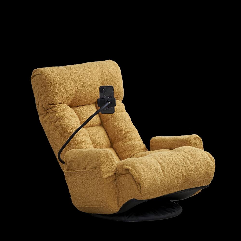 Angle. Loheer - Loheer Adjustable Gaming Chair 360 Degree Rotatable Sofa Chair Yellow Lounge Chair for Living Room with Phone Holder - Yellow.