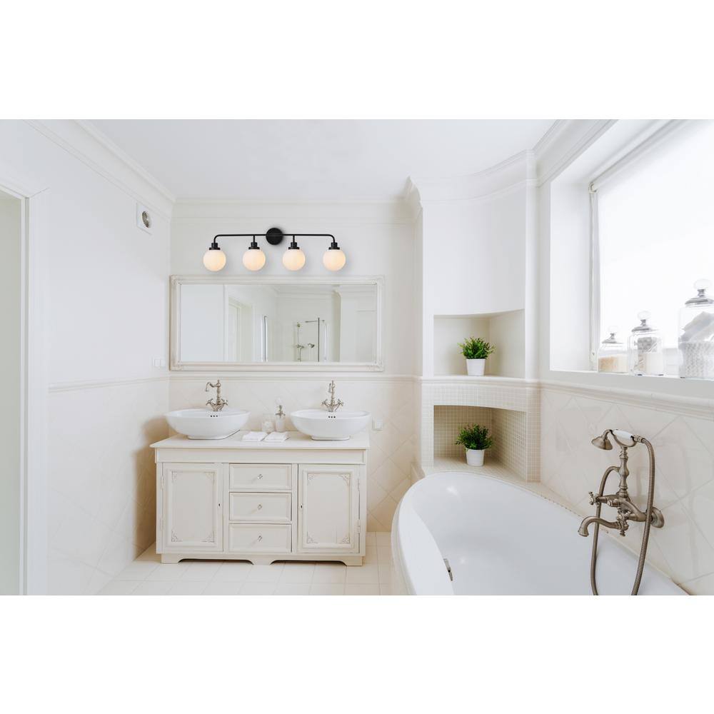 Living District - Hanson 4 lights bath sconce in black with frosted shade - Black And Frosted Shade price history on PriceWatchPro