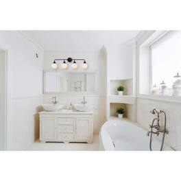 Living District - Hanson 4 lights bath sconce in black with frosted shade - Black And Frosted Shade