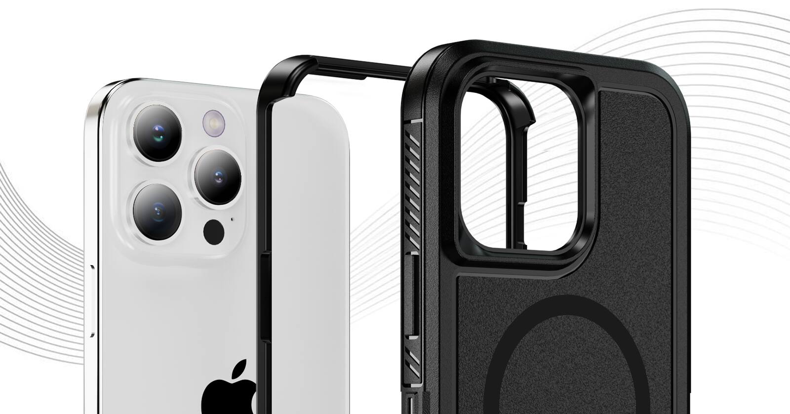 Alt View 8. Nakedcellphone - Tough Case for iPhone 16 Pro Max Phone - Dual Layer, Anti-Fingerprint, Compatible with MagSafe - Black.