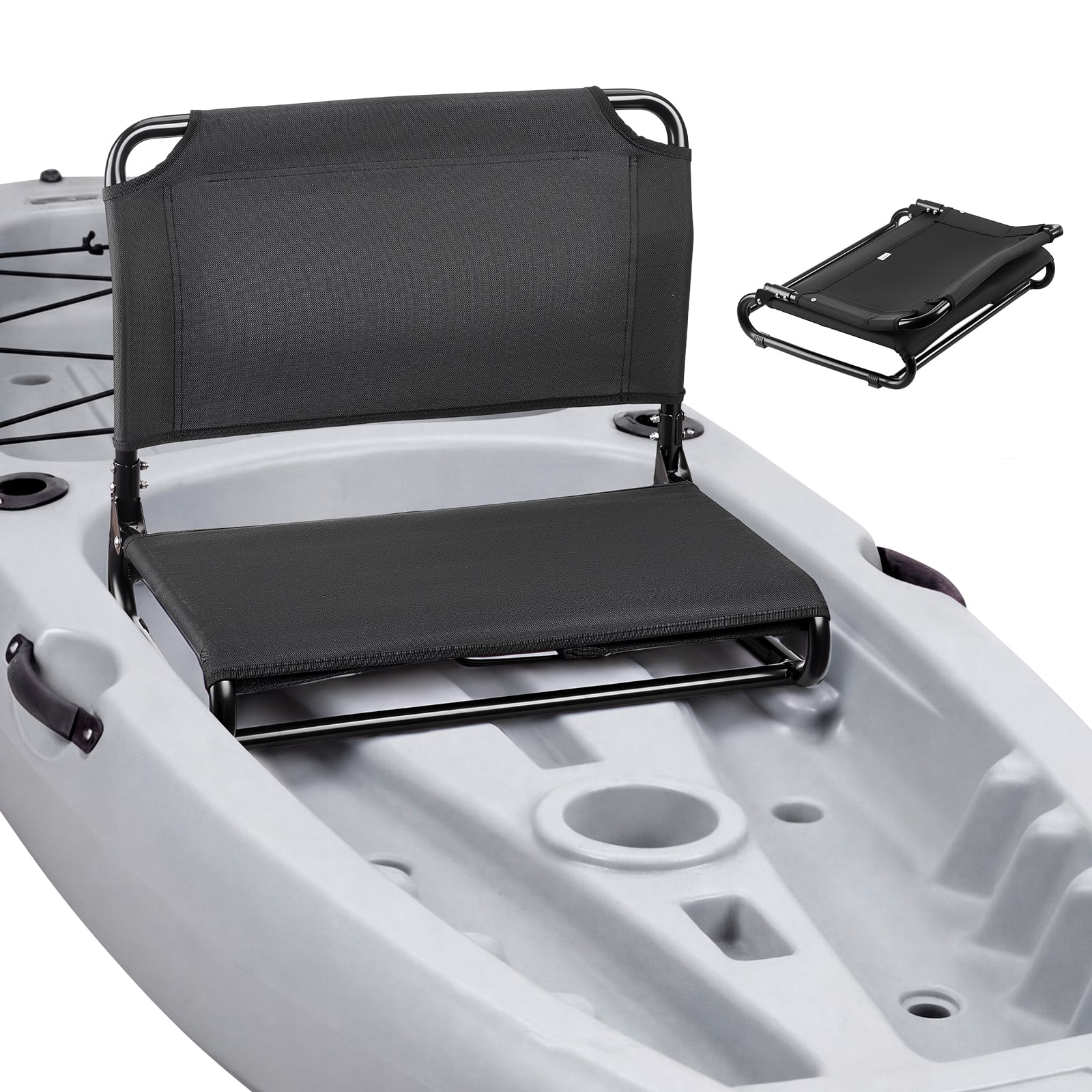 VEVOR - Kayak Seat, 1 Pack 0.8" Raised Height, Foldable Seat with Back Support, Replacement Upgrade for Tamarack, Tahoma, Tioga - Black