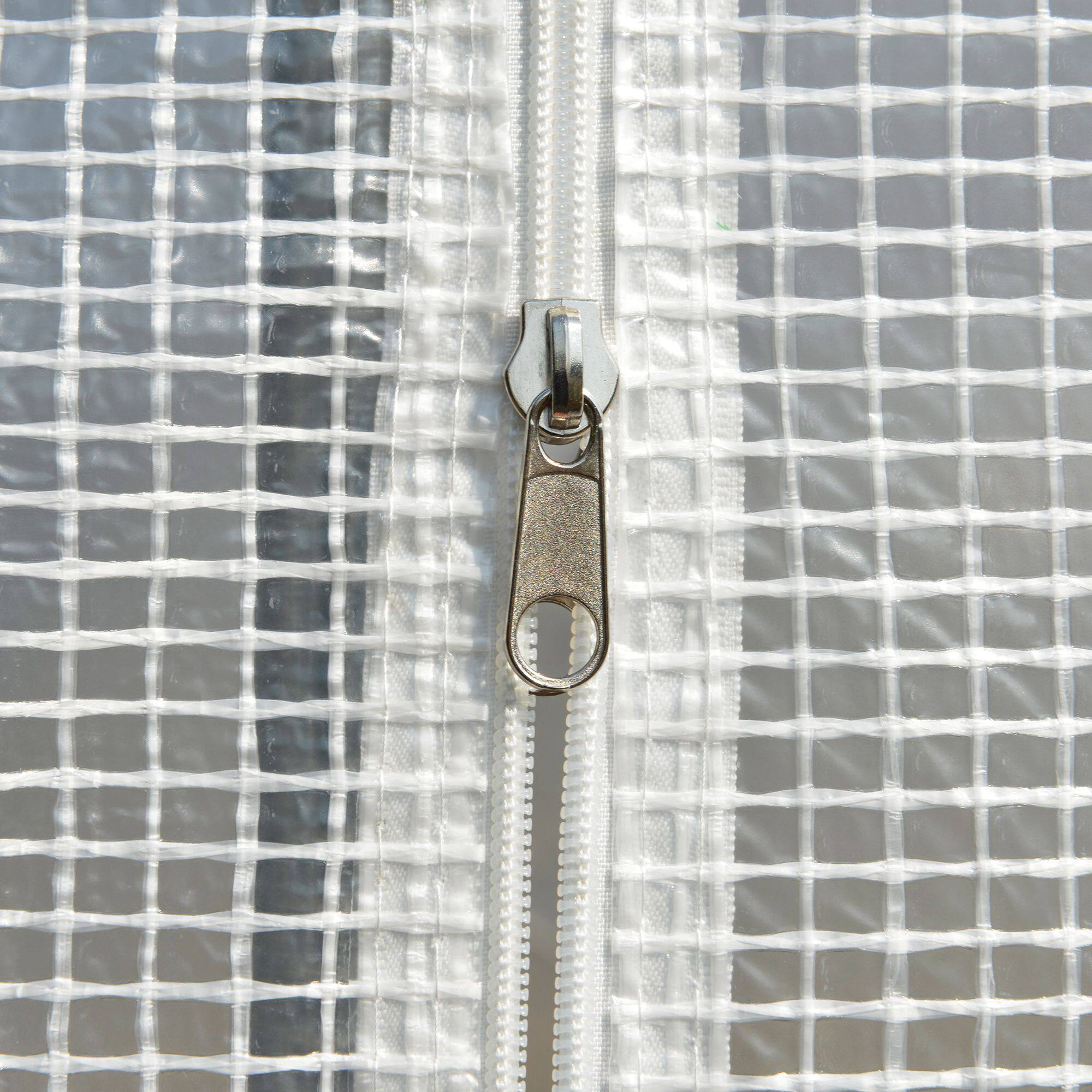 Alt View 8. Outsunny - 9.7' x 6.5' x 6.5' Walk-in Tunnel Greenhouse, Outdoor Green House with Anti-Tear PE Cover, Zipper Doors and Mesh Windows.