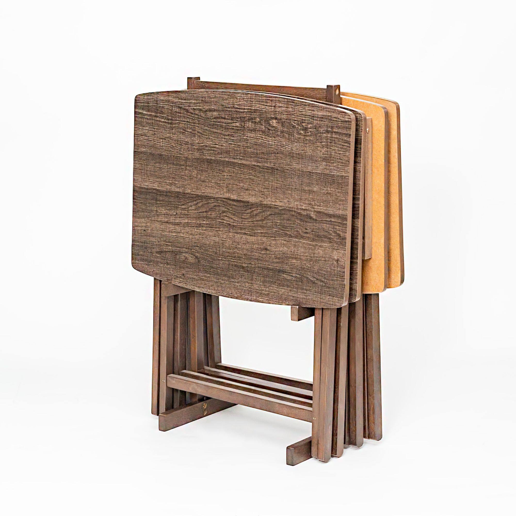 Alt View 7. PJ Wood - PJ Wood 5 Pack XL Oversize Tray Table, Living Room or Kitchen, Rustic Espresso - Rustic Espresso.