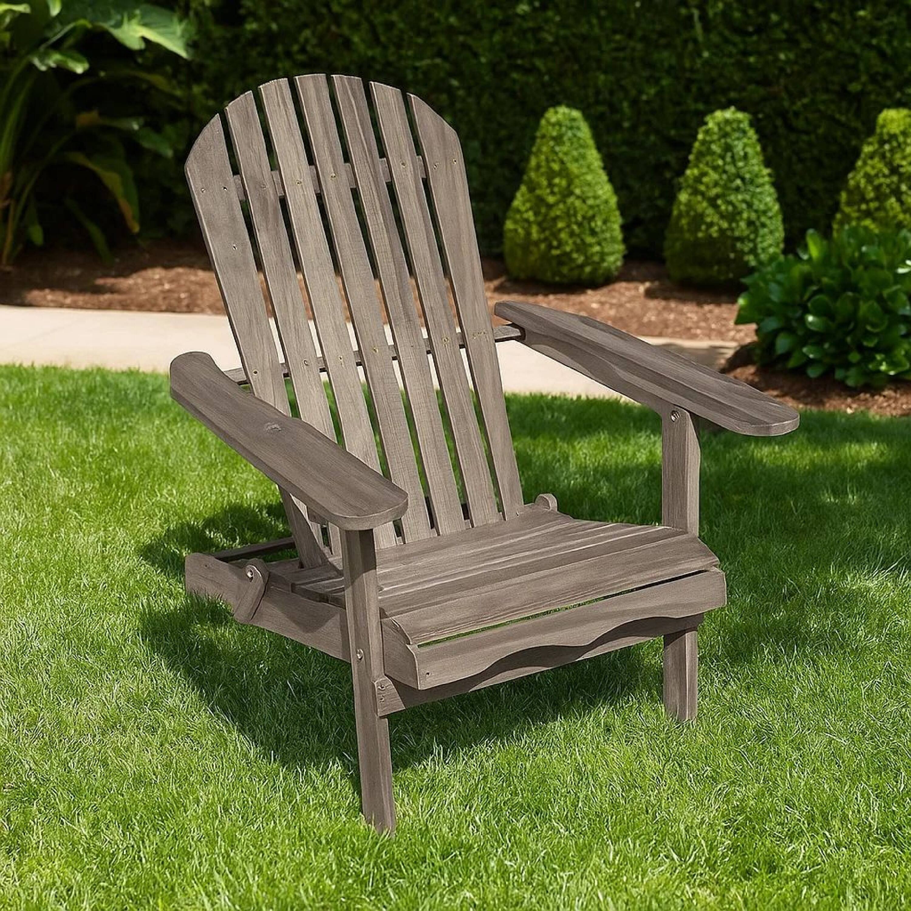 Alt View 8. Manhattan Lane - Geli Outdoor Adirondack Chair, Slatted Back - Gray.