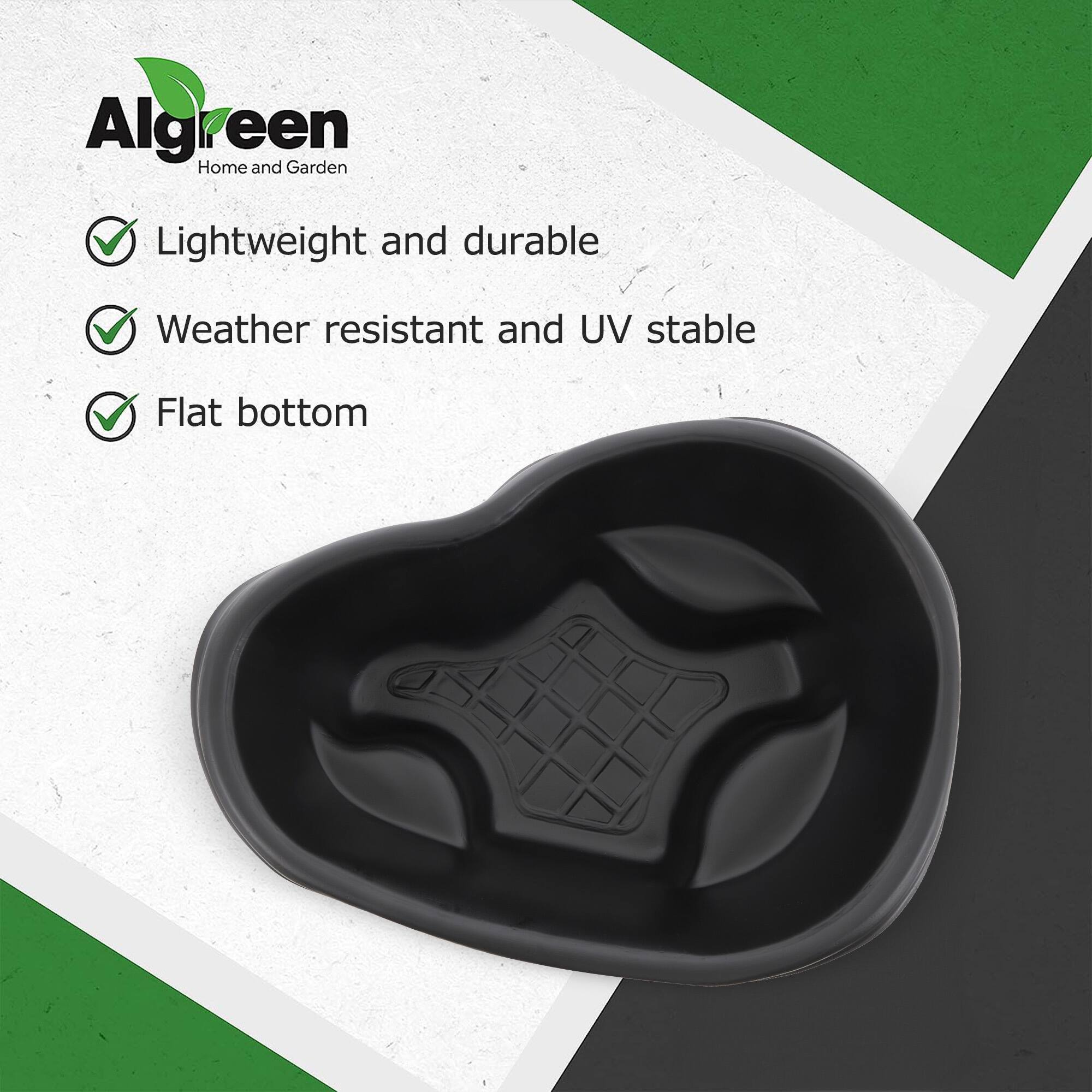 Algreen Home and Garden

- Lightweight and durable
- Weather resistant and UV stable
- Flat bottom