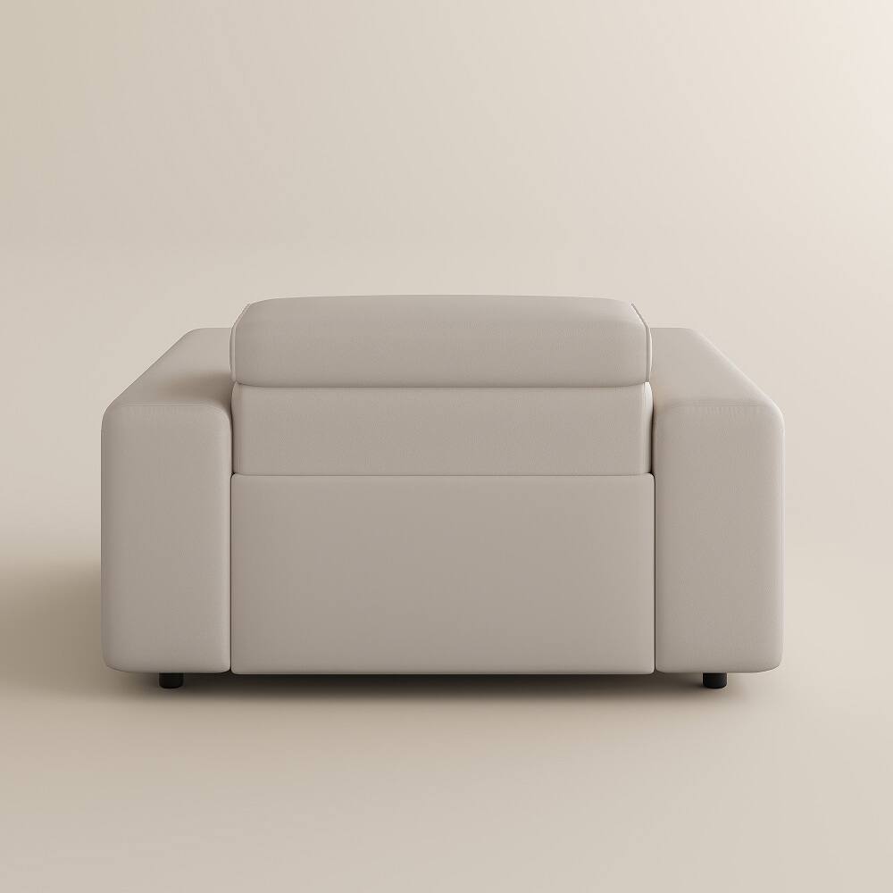 Alt View 10. POVISON - 48" Modern Power Reclining Sofa with Adjustable Headrest, Electric Couch ReclinerUSB/USB-C Charging Port,Black - Beige Sustainable Leather.