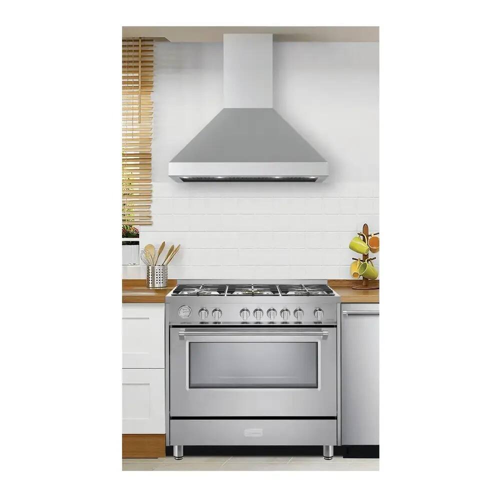Alt View 6. Verona - Verona 36 inch Designer Chimney Wall Hood with 600 CFM (Stainless Steel) - Stainless Steel.