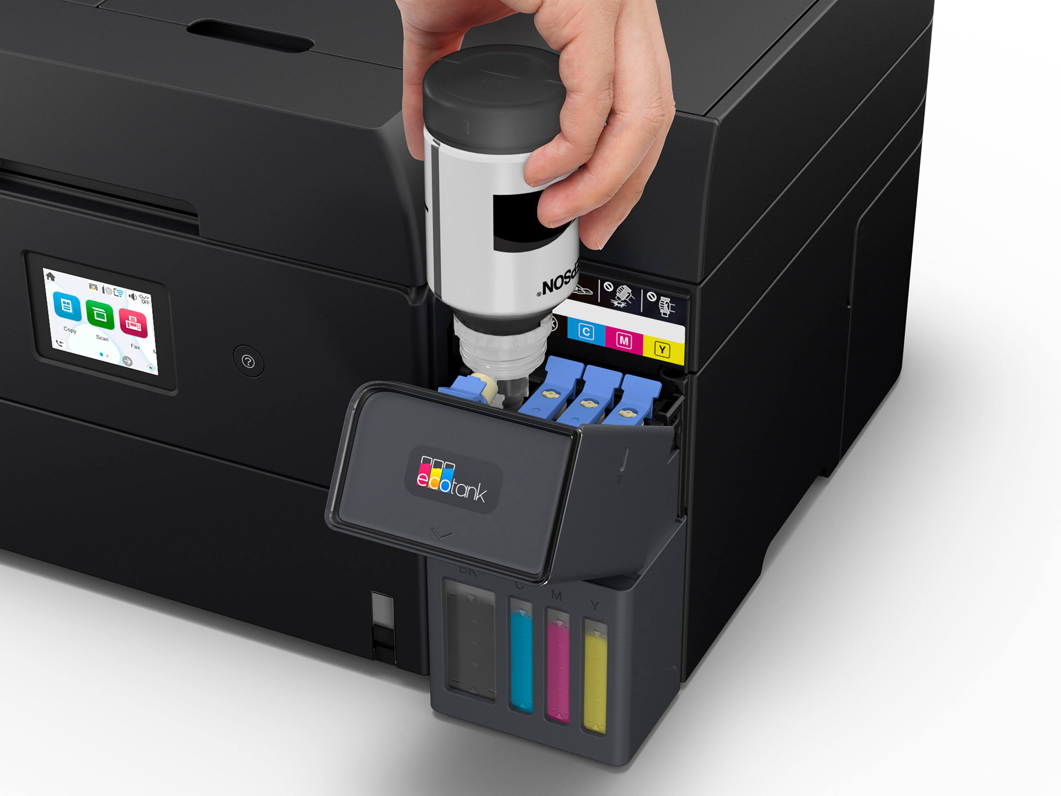 The text on the image reads: "ecotank ec0 copier fran to. - .NOS C M Y ecotank ec0 copier fran to. - .NOS C M Y".