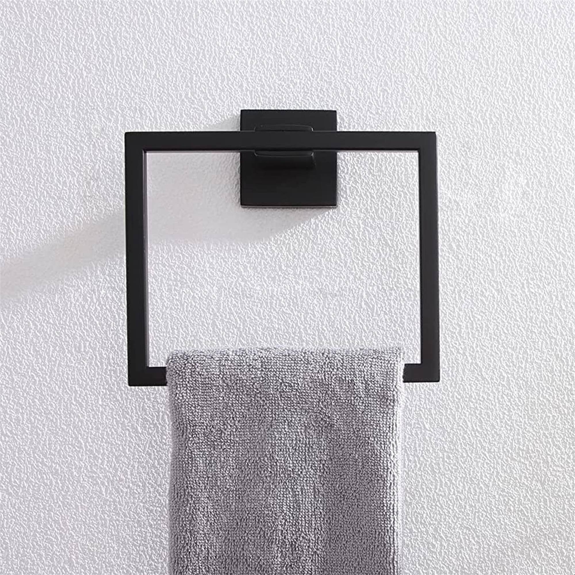 Alt View 4. Boyel Living - 5-Piece SUS304 Bathroom Set: Towel Bar + Ring + Hooks + TP Holder Brushed Finish - Black.