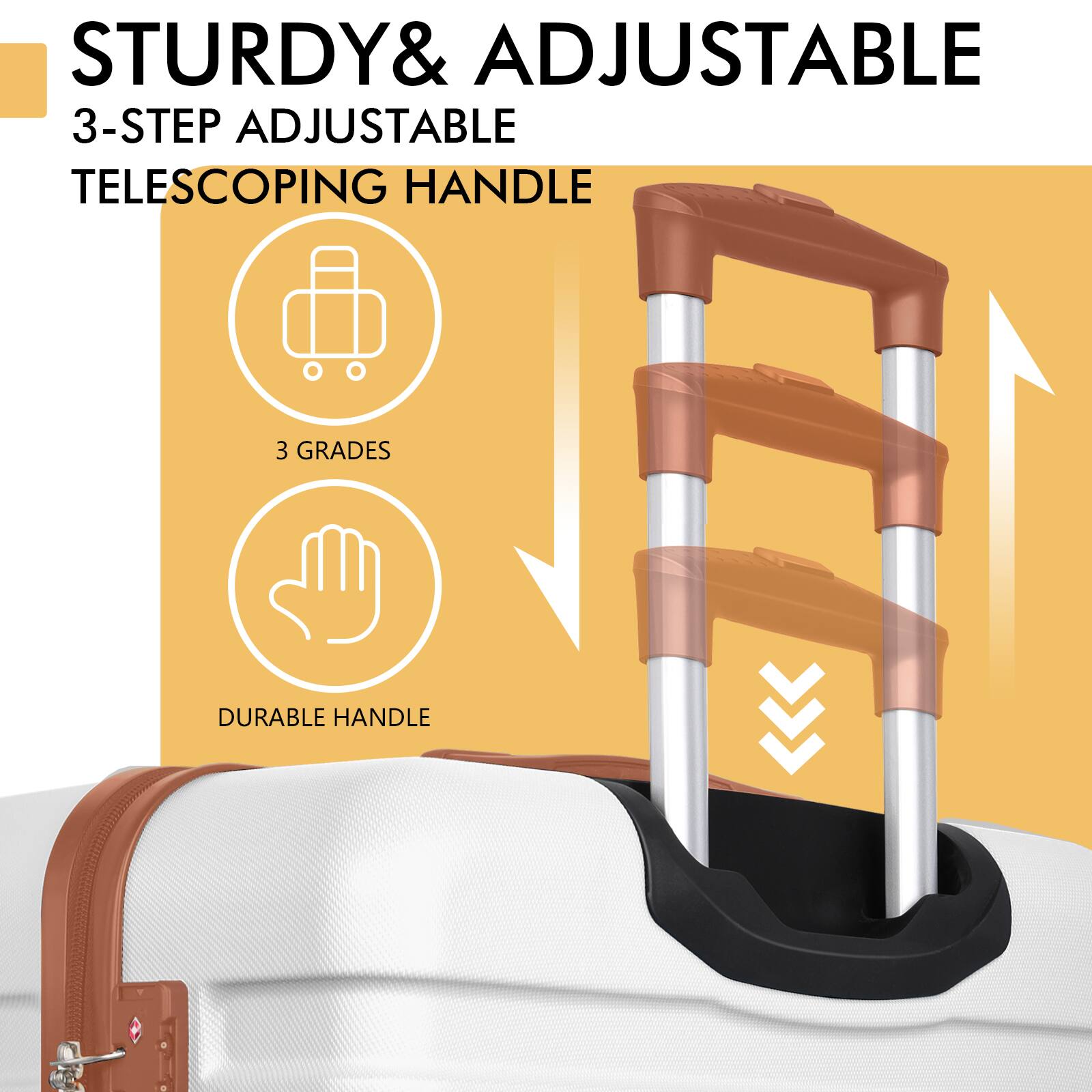 STURDY & ADJUSTABLE  
3-STEP ADJUSTABLE TELESCOPING HANDLE  

3 GRADES  
DURABLE HANDLE