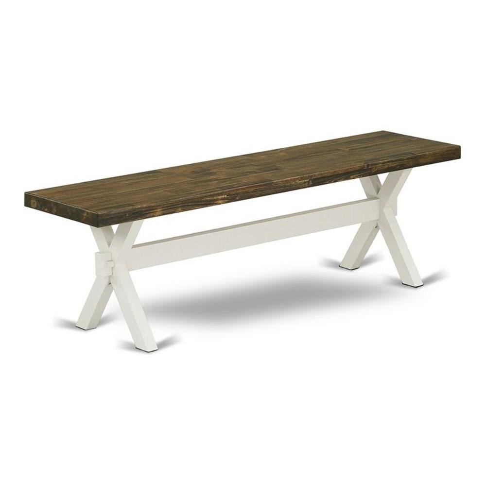 Left. East West Furniture - Mid Century Modern Dining Bench with Solid Wood Seat - Brown.