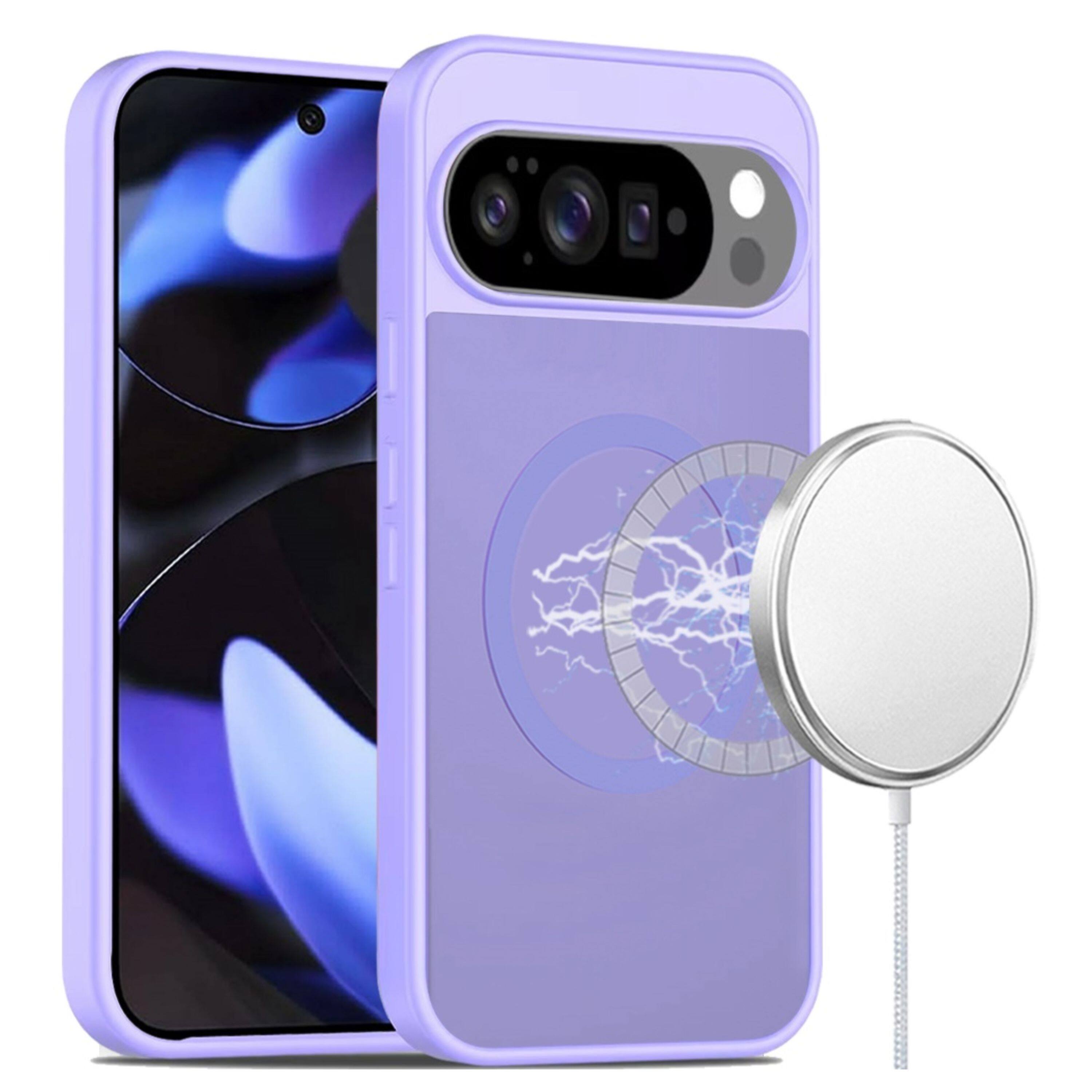 Front. Kitcheniva - Soft Touch Translucent Magnetic Case With Tempered Glass For Google Pixel 10 / 10 Pro Light Purple - Light Purple.