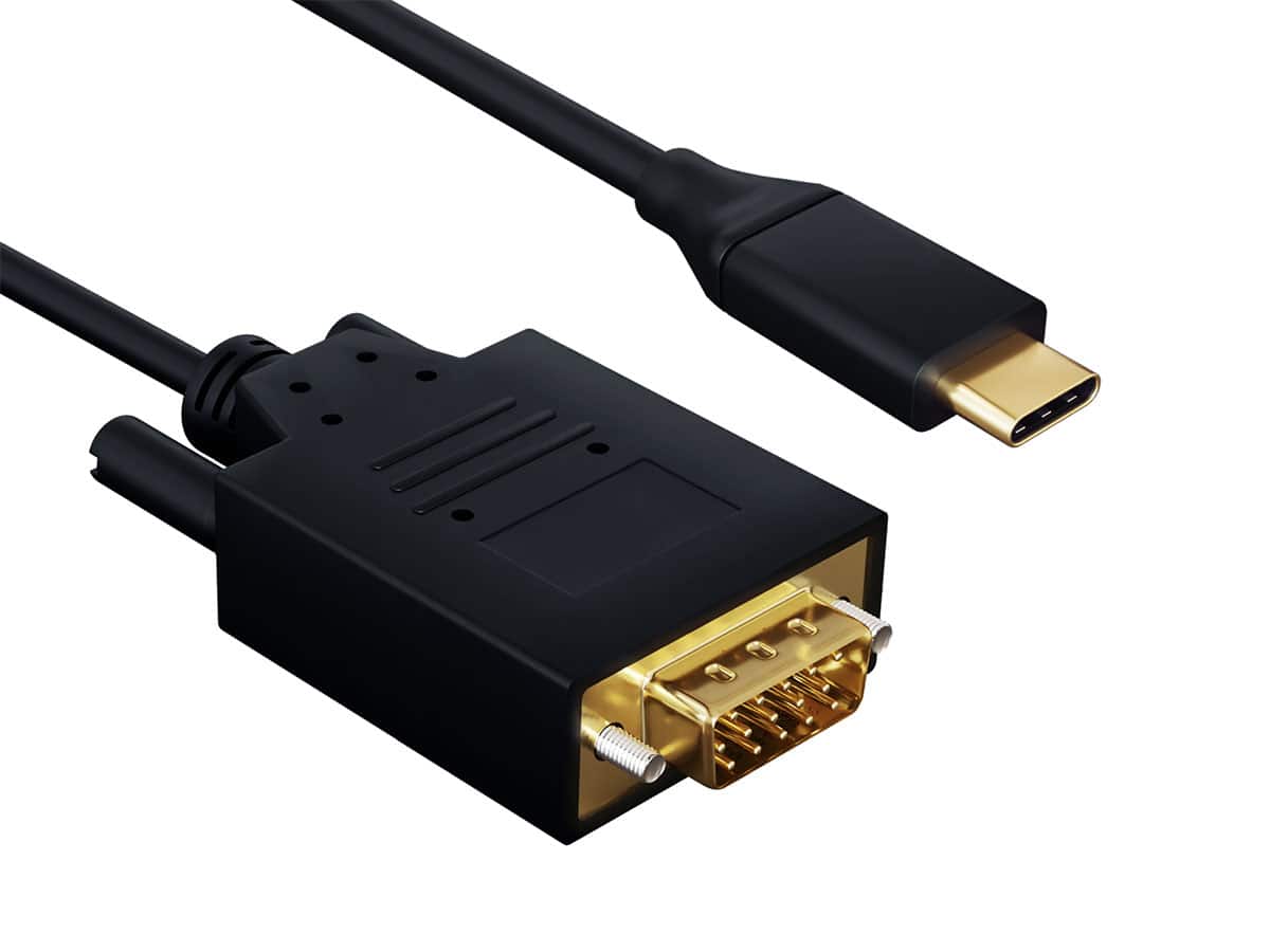 Cable Leader - USB-C to VGA Cable, 1080p Full HD Video for Laptop, Tablet, Phone to Old Monitor, Projector - Black