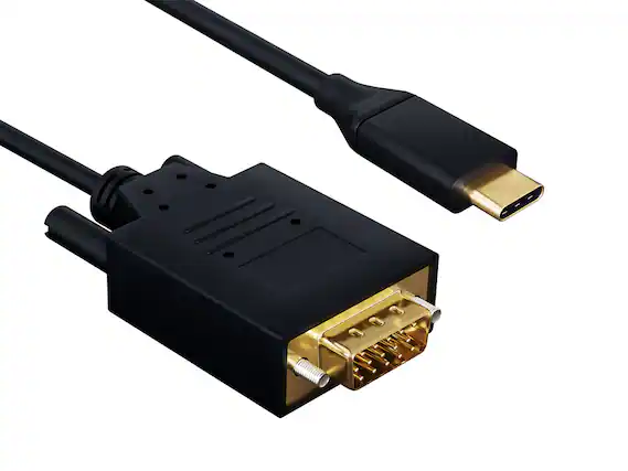 Front. Cable Leader - USB-C to VGA Cable, 1080p Full HD Video for Laptop, Tablet, Phone to Old Monitor, Projector - Black.