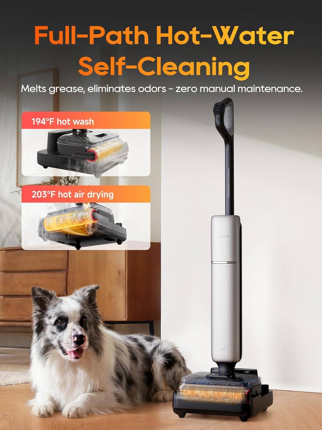 Full-Path Hot-Water Self-Cleaning  
Melts grease, eliminates odors - zero manual maintenance.  
194°F hot wash  
203°F hot air drying