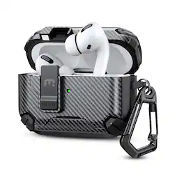 Mybat Pro - Magnetic Locking AirPods Case for Apple AirPods Pro 3 with Wireless Charging Case - Black